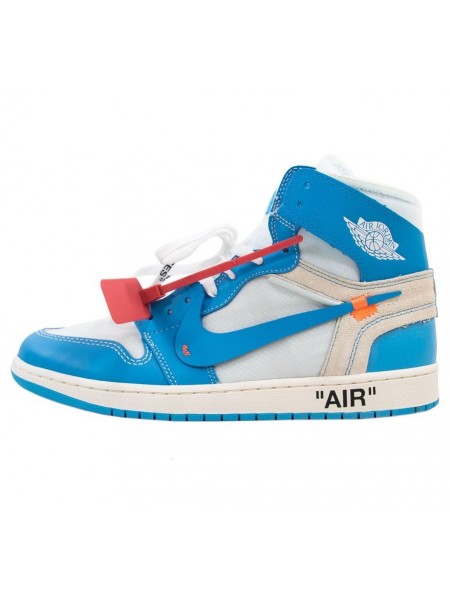 Кроссовки Nike Air Jordan 1 Retro High x OFF White Голубые