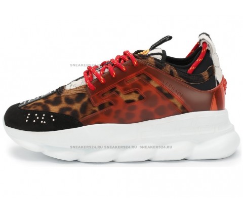 Versace RED LEOPARD Chain Reaction Trainers