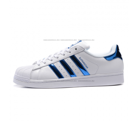Кроссовки Adidas SuperStar White/Hologram Blue
