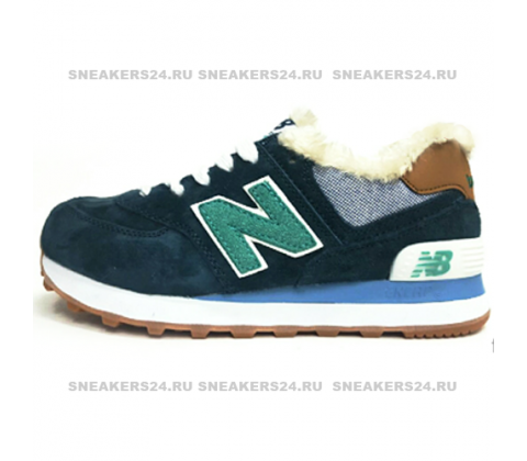 Кроссовки New Balance 574 Blue/Green With Fur