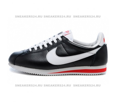 Кроссовки Nike Cortez New Collection All Black/White/Red Leather