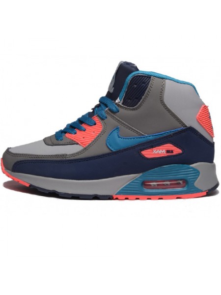 Кроссовки Nike Air Max 90 Gray/Blue With Fur