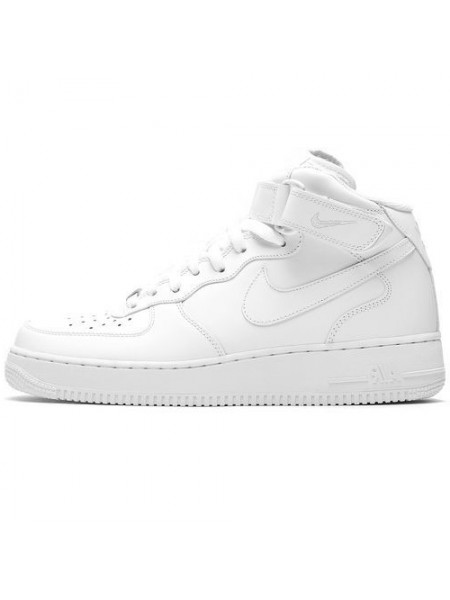 Кроссовки Nike Air Force 1 Mid All White With Fur
