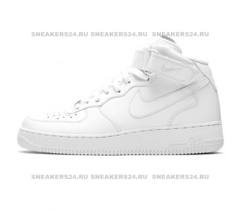Кроссовки Nike Air Force 1 Mid All White With Fur